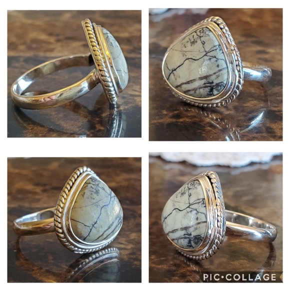 Genuine White Buffalo Turquoise Ring 10 - Picture 6 of 7